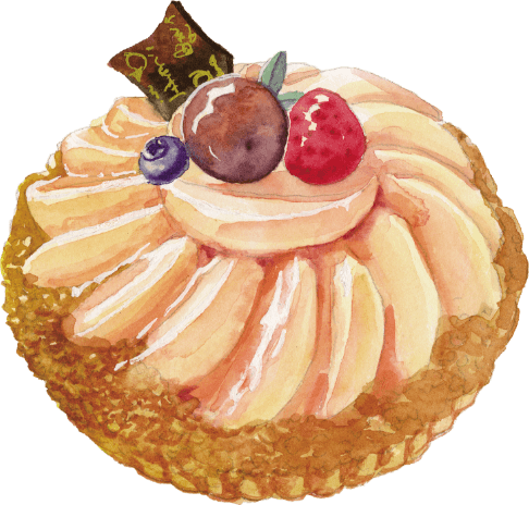 桃タルトのイラスト